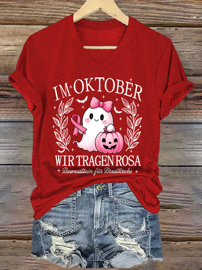 Women's In October We Wear Pink Print Casual T-Shirt