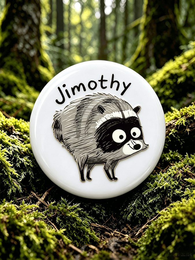 Unisex Retro Raccoon Jimothy Badge