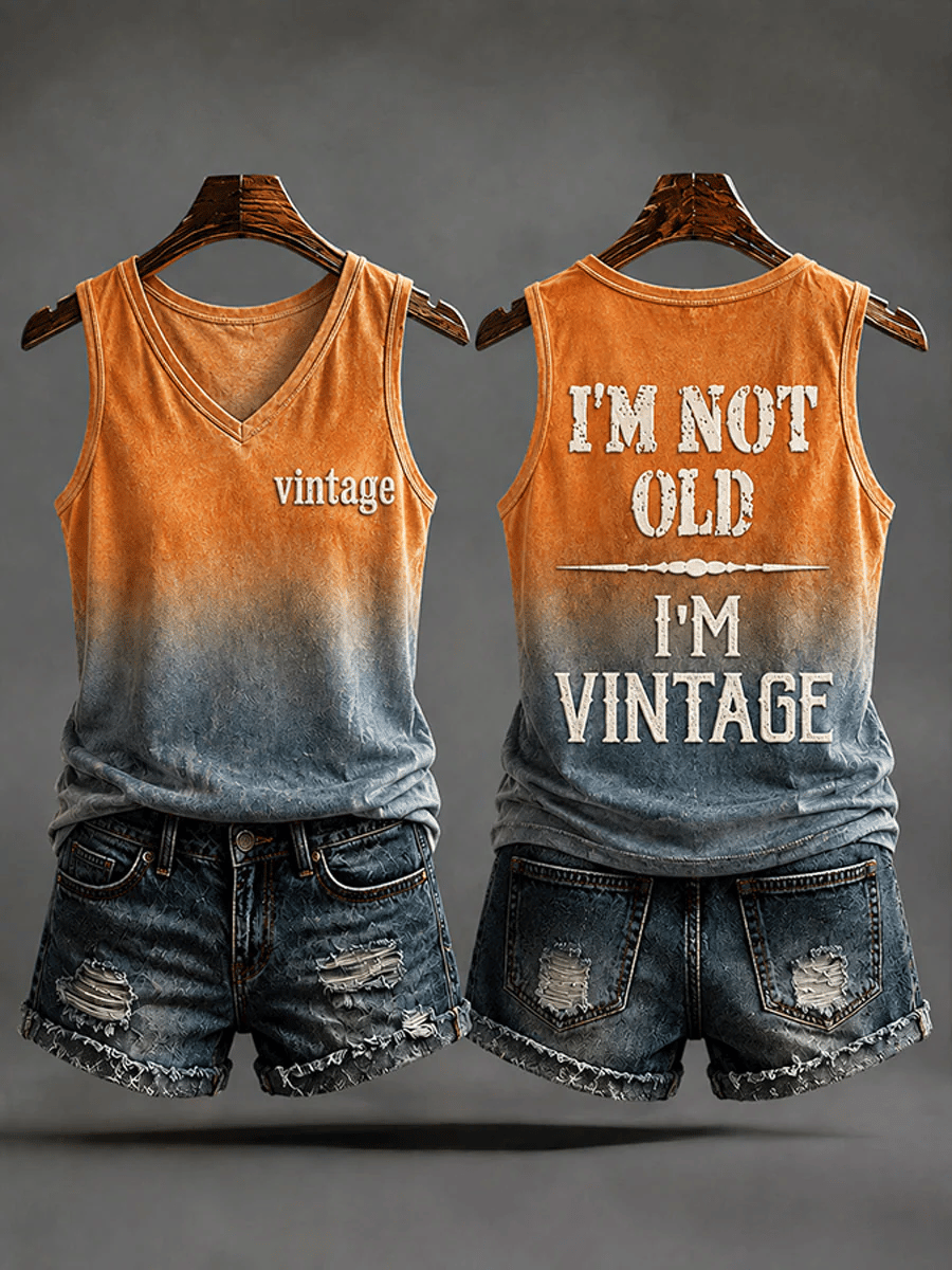 Women's Retro 'I'm Not Old,I'm Vintage' Print Casual Vest