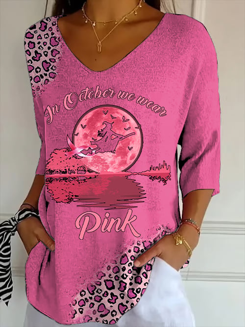 Women's In October We Wear Pink Printed T-Shirt