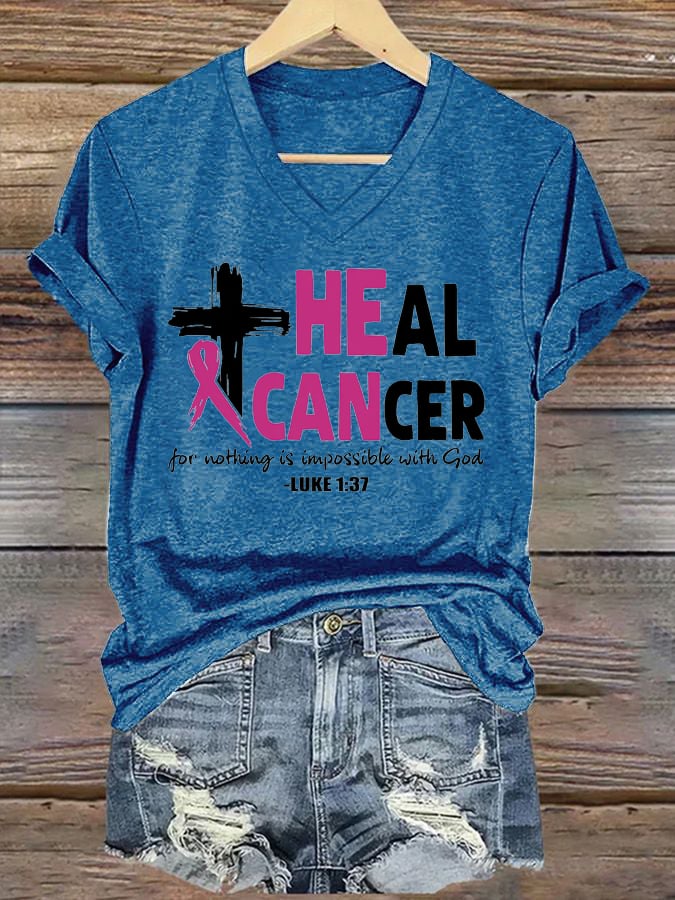 Women'S Heal Cancer For With God Nothing Is Impossible Breast Cancer T-Shirt