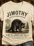 Women's JIMOTHY Raccoon Print Crew-Neck Short-Sleeve T-Shirt