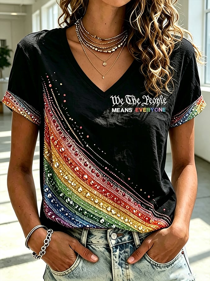 Women's We The People Means Everyone Printing  T-Shirts