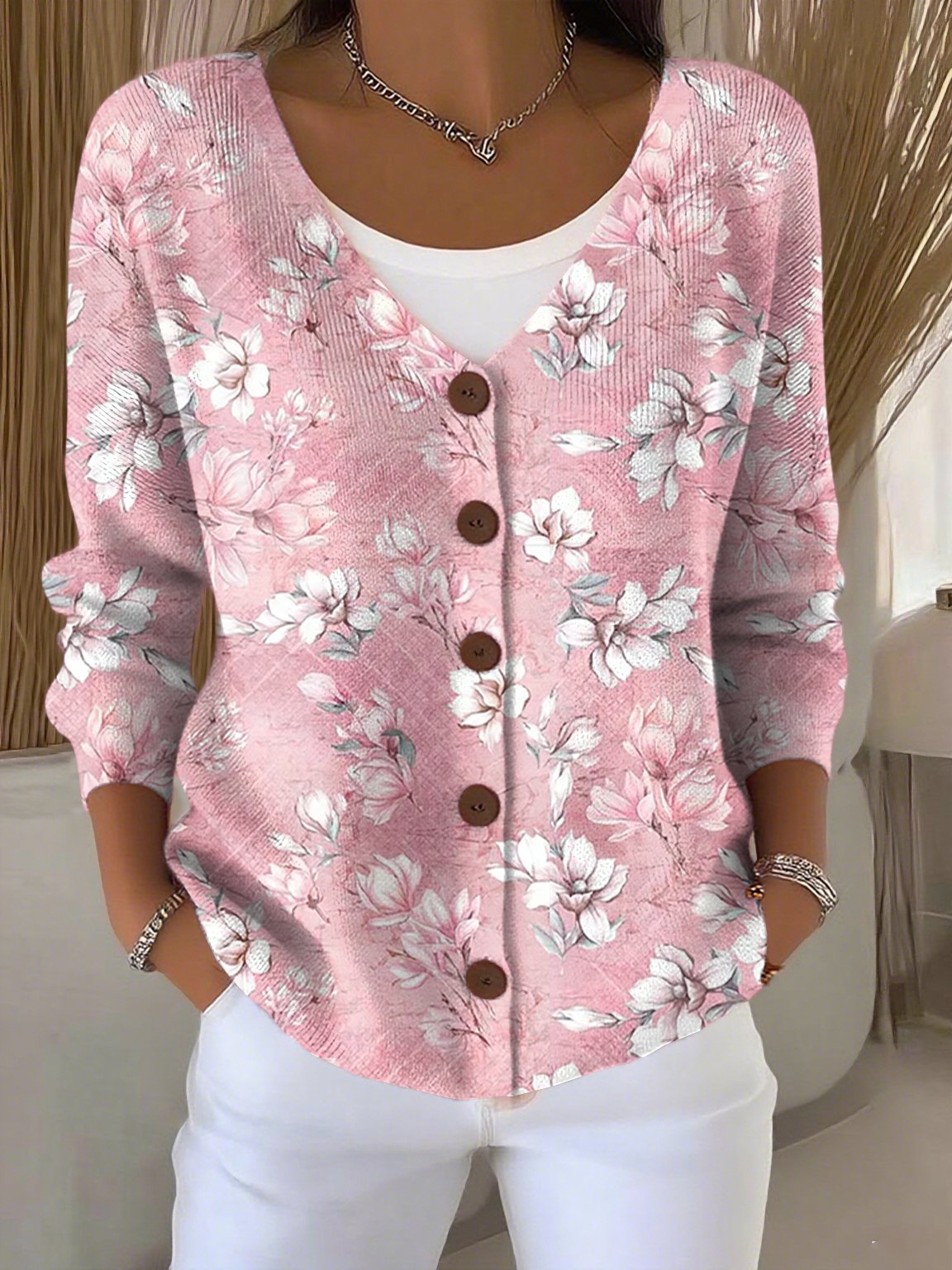 Women's Flowers Print Cardigan