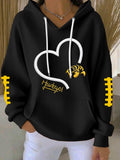 Women'S Football Print Hooded Sweatshirt