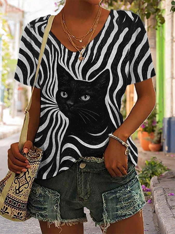 Women's  Animals Cats Art Print T-Shirts