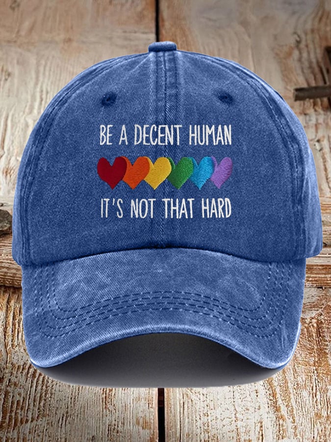 Retro Be A Decent Human It's Not That Hard Print Baseball Cap