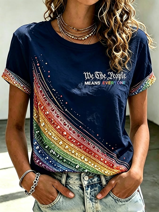 Women's Retro We The People Means Everyone LGBT Printed Top