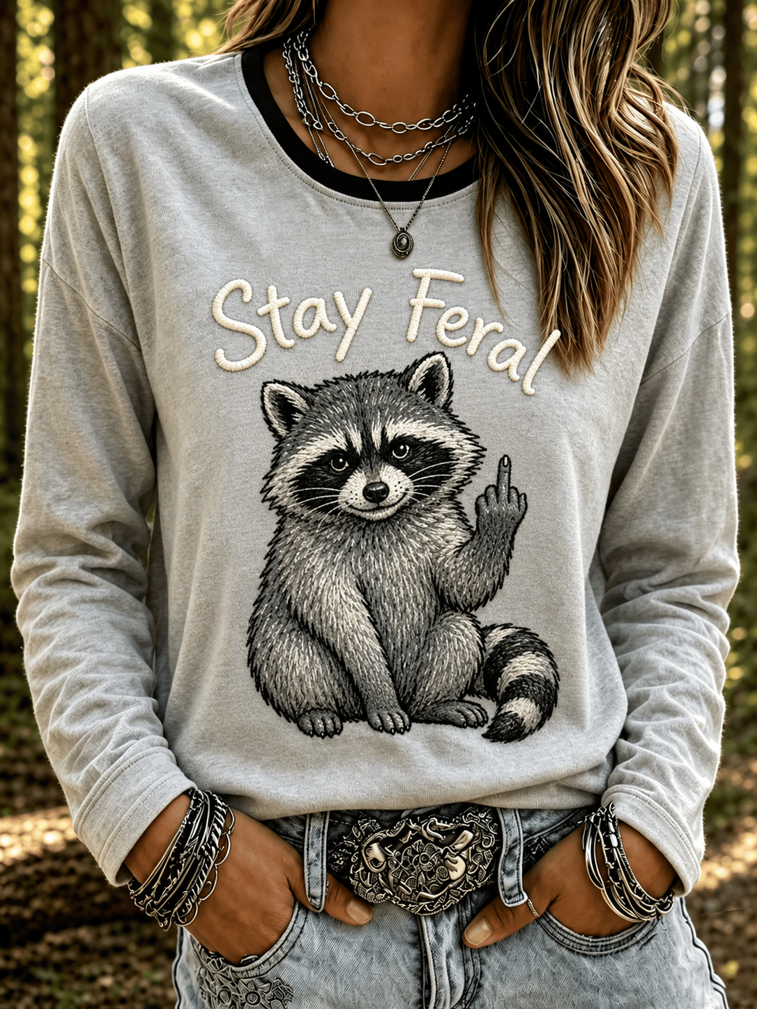Women's Jimothy Raccoon Animal Top