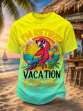 Men's Retro Vacation Music Parrot Printed Casual T-Shirt
