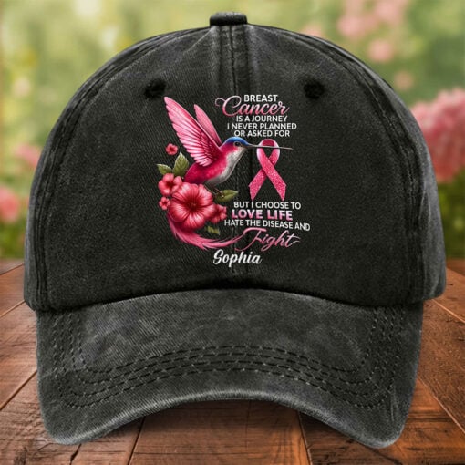 Women's Breast Cancer Awareness Hummingbird Print Hat