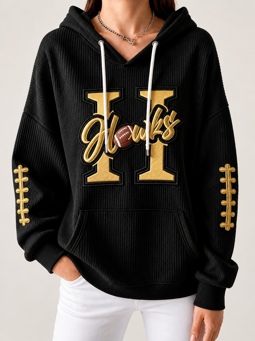 Women'S Football Printed Hooded Sweatshirt