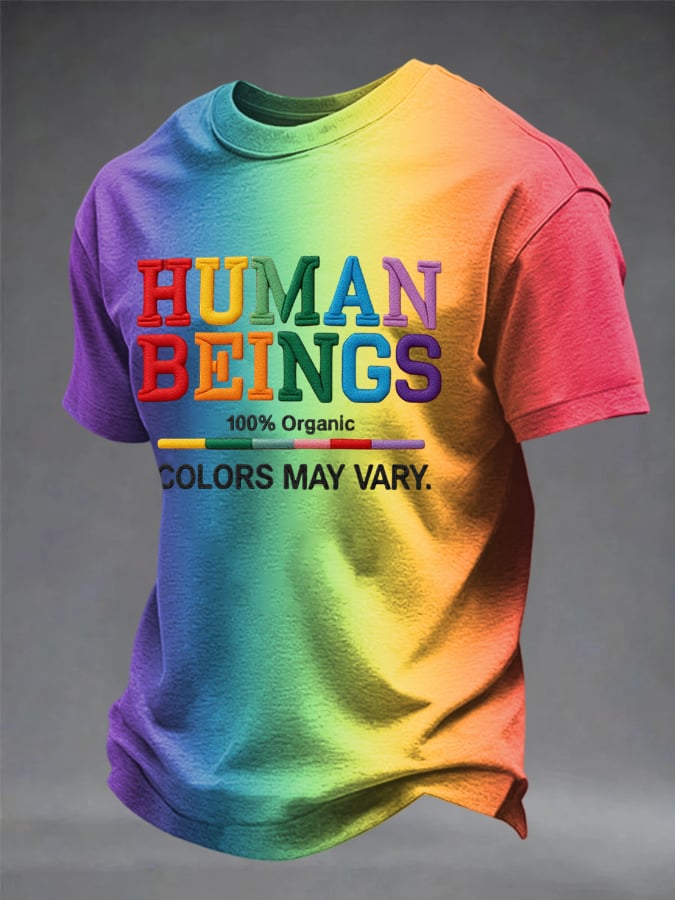 Men's Human Beings Colors May Vary Print Casual T-shirt