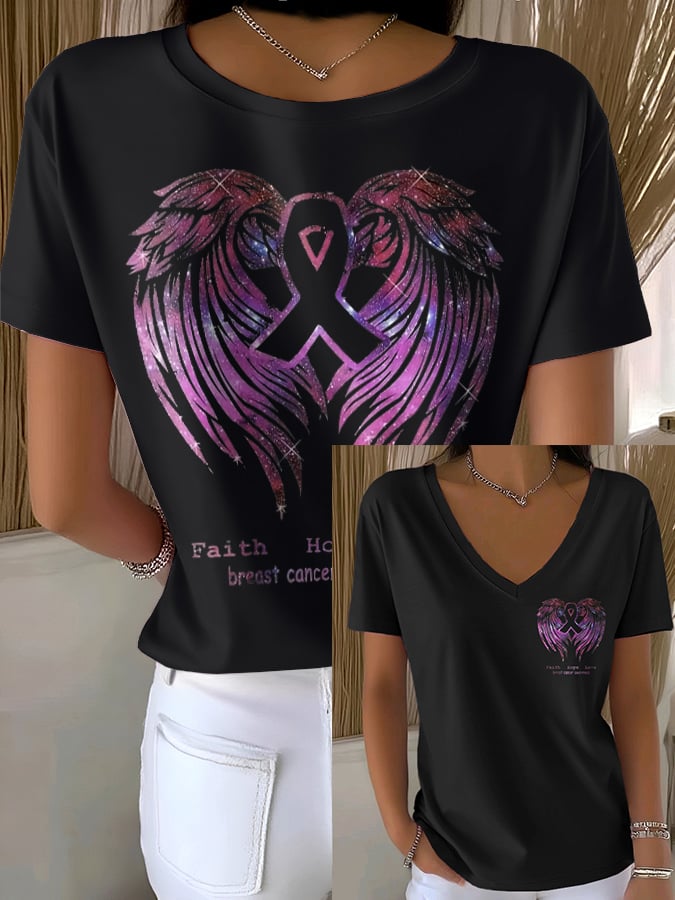 Women's casual pink wings T-shirt