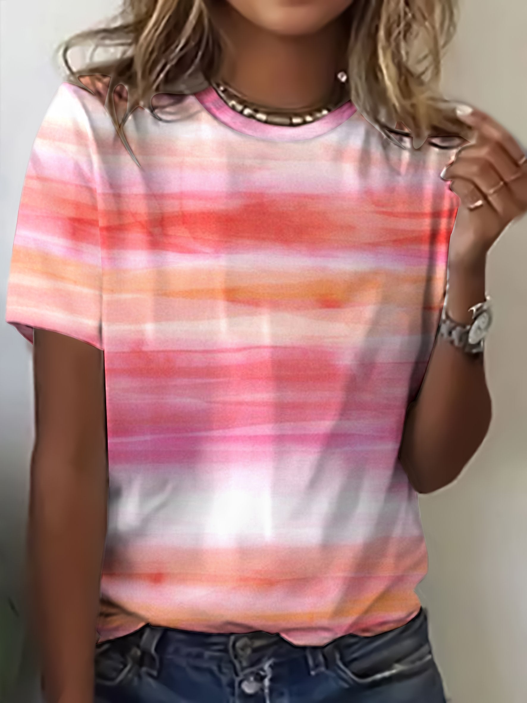 Women's Breast Cancer Awareness Print Round Neck T-Shirt