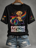 Women'S Casual "Everyone Belongs" Print Short-Sleeve T-Shirt