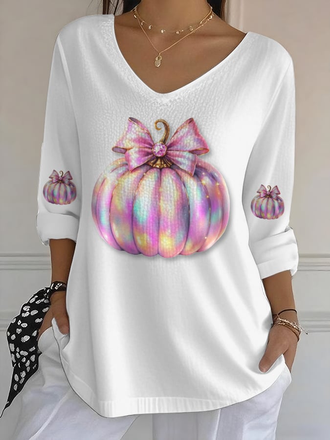 Women's Casual Pink Pumpkin Bubble Wrinkle Cotton And Linen Top