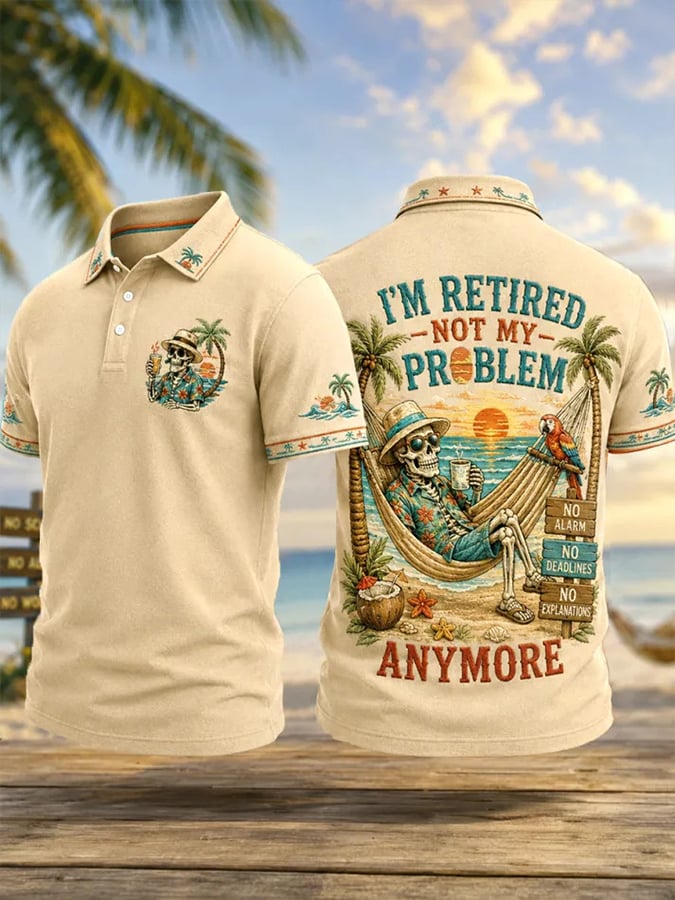 Fun Skull Print T-Shirt: I'M Retired This Is No Longer My Problem