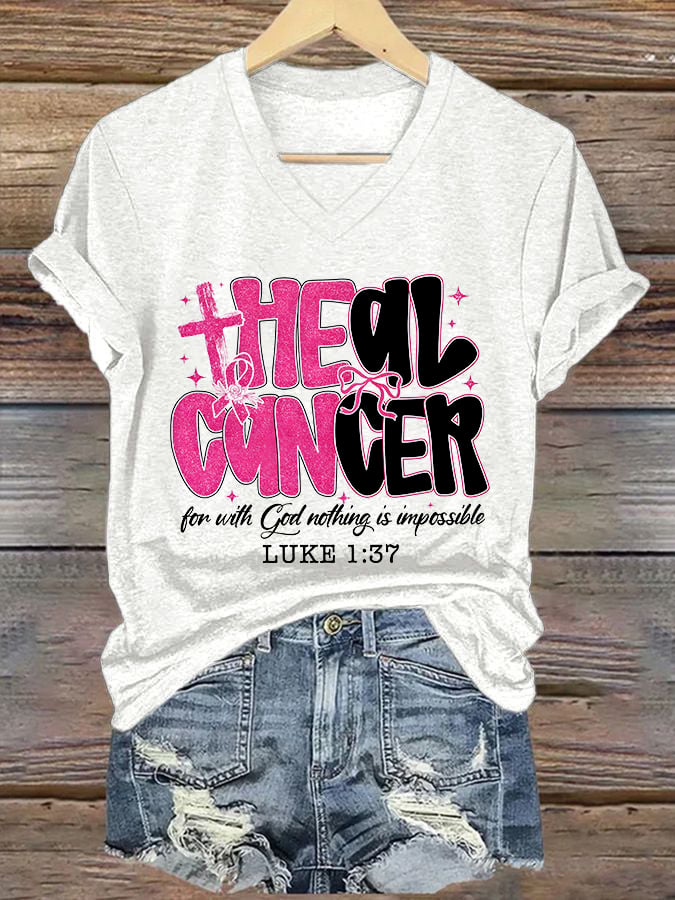 Women'S Casual Breast Cancer Short Sleeve T-Shirt