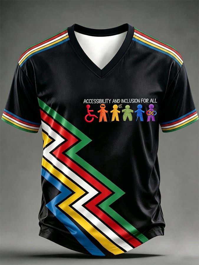 Men's Accessibility And Inclusion For All Print Casual T-shirt