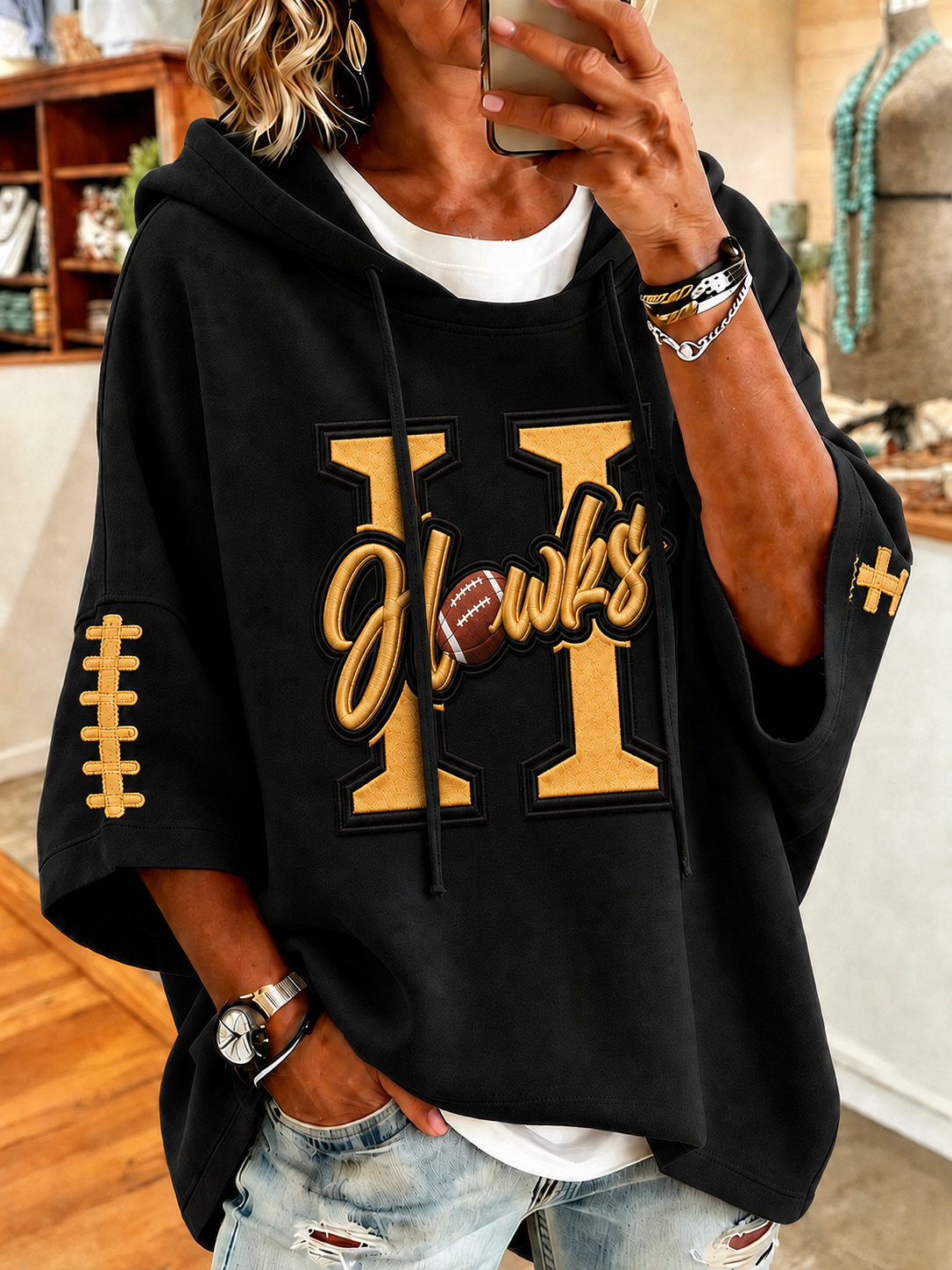 Women’S Football Fans Print Hoodie