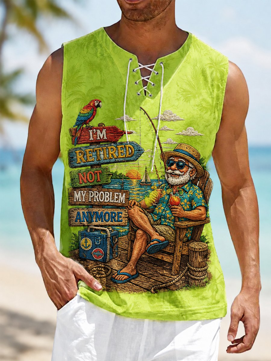 Retro Funny I'm Retired Not My Problem Anymore Print Tops Tank