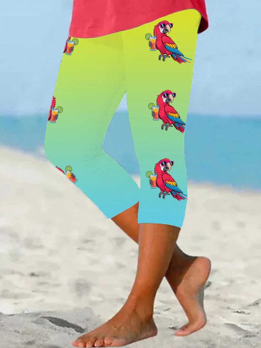 Women's Retro Resort Hawaiian Design Print Leggings