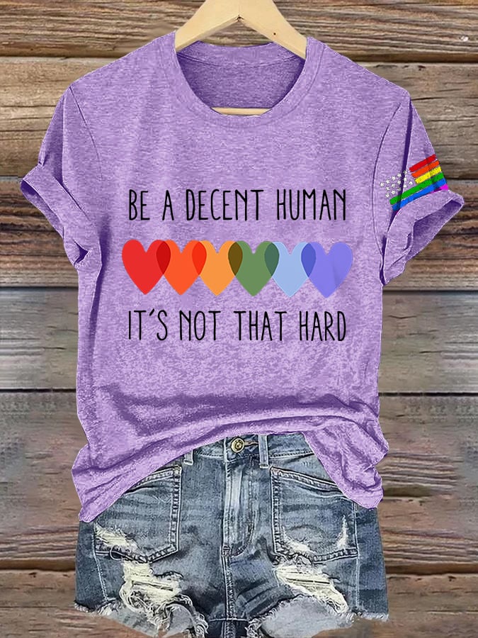 Retro Be A Decent Human It's Not That Hard Print T-Shirt