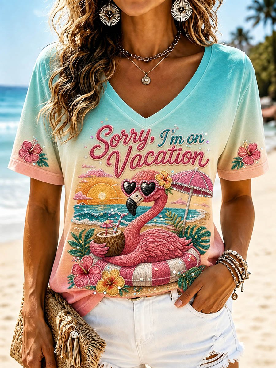 Women's Casual Holiday Printed Short-Sleeve T-Shirt