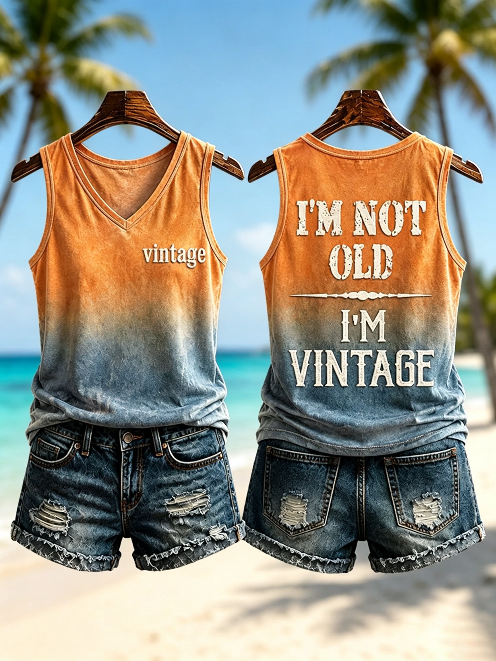 Women's Retro 'I'm Not Old,I'm Vintage' Print Casual Vest