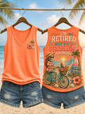 Women's Retro I'm Retired Not My Problem Anymore Skeleton Print Casual Vest