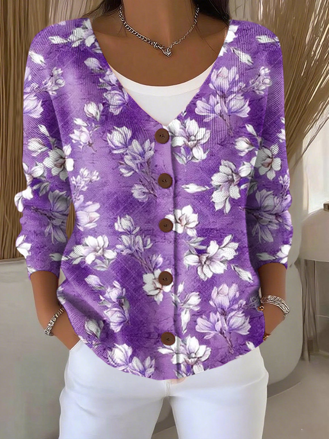 Women's Flowers Print Cardigan