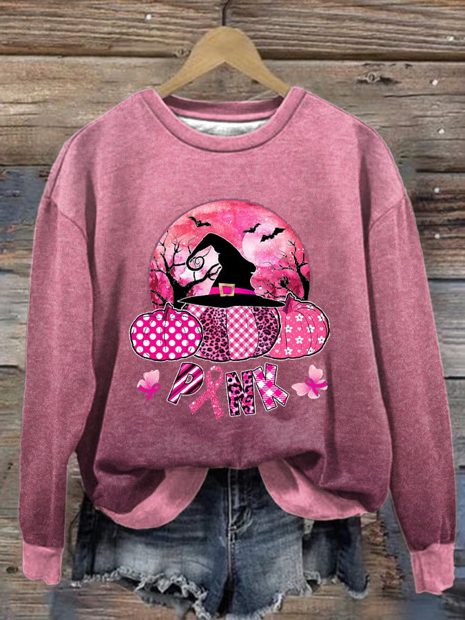 Women'S Halloween We Wear Pink Pattern Pattern Print Sweatshirt