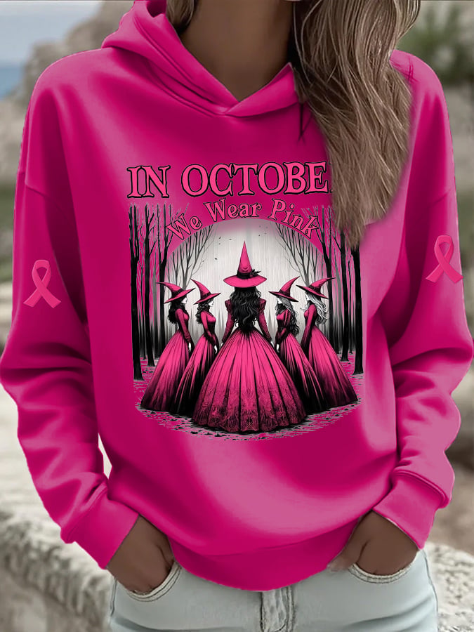 Women's Casual Pink Witch Hoodie