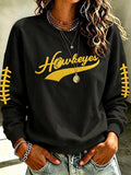 Women's Football Print Crew Neck Sweatshirt
