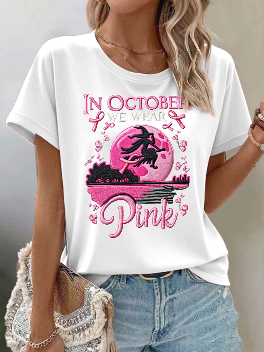 Women's Casual Pink Witch T-Shirt