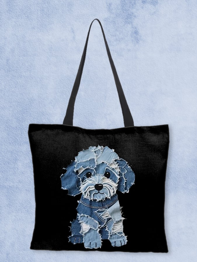 Retro Funny  Animal Dog Print Canvas Bag