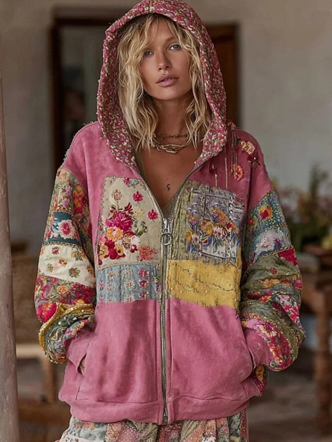Women's Casual Floral Print Hoodie