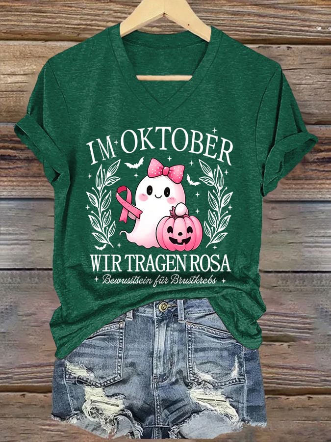 Women's In October We Wear Pink Print Casual T-Shirt