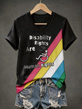 Women's Disability Pride Print V Neck T-shirt