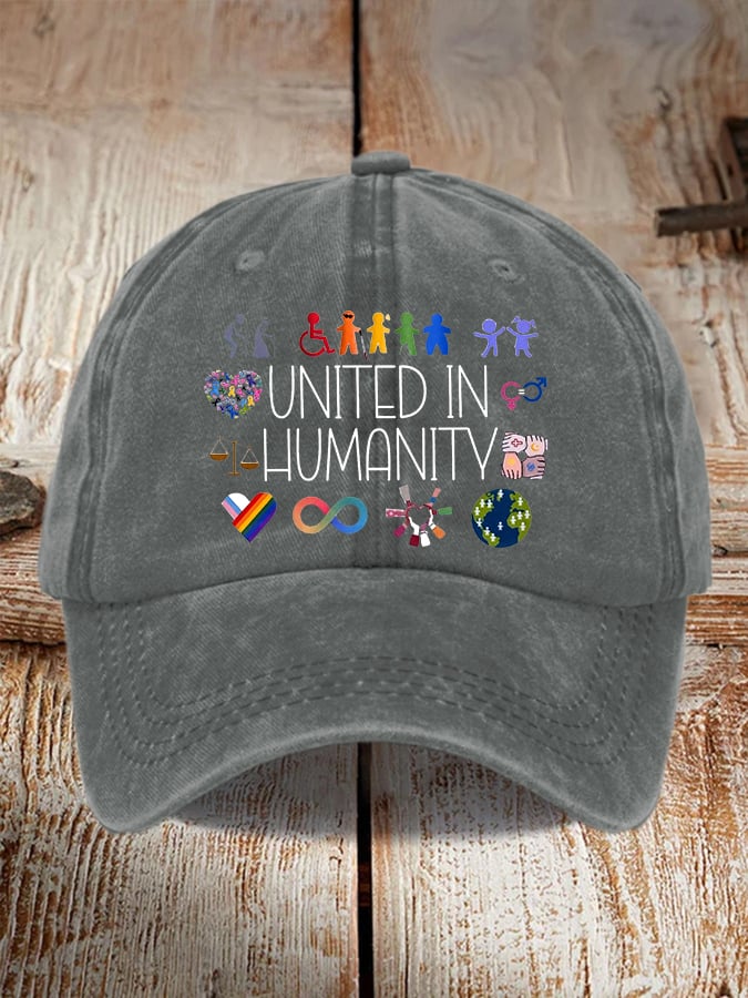 Retro United In Humanity Diversity, Inclusion, Disability, Neurodiversity, Equality, Advocacy Baseball Cap