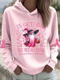 Women's Breast Cancer In October We Wear Pink Print Hooded Sweatshirt