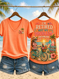 Women's Funny I'm Retired Not My Problem Anymore Skeleton Print Casual T-shirt