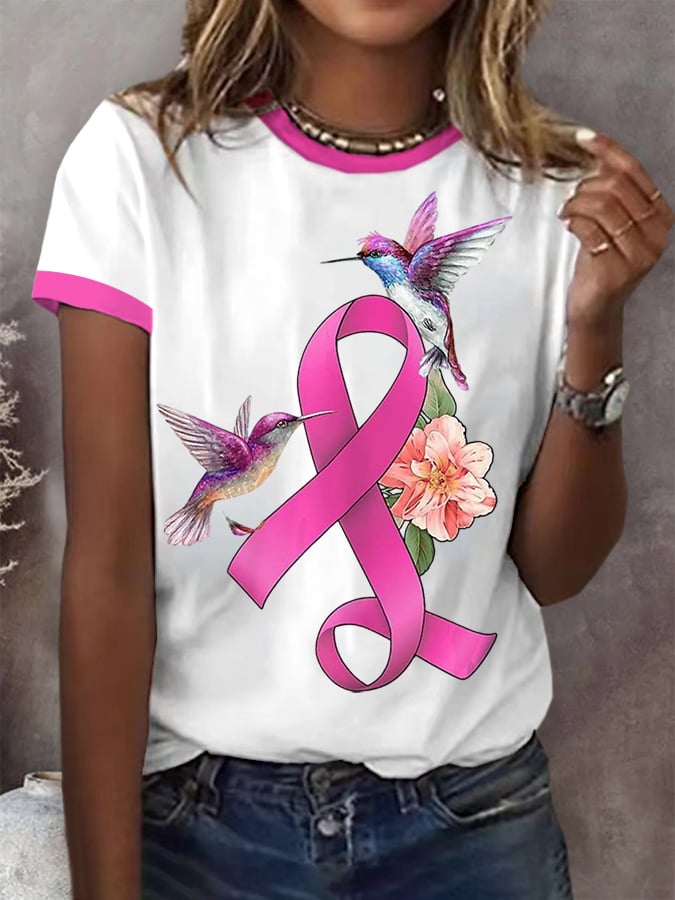 Women's Breast Cancer Awareness Graphic Crew Neck T-Shirt