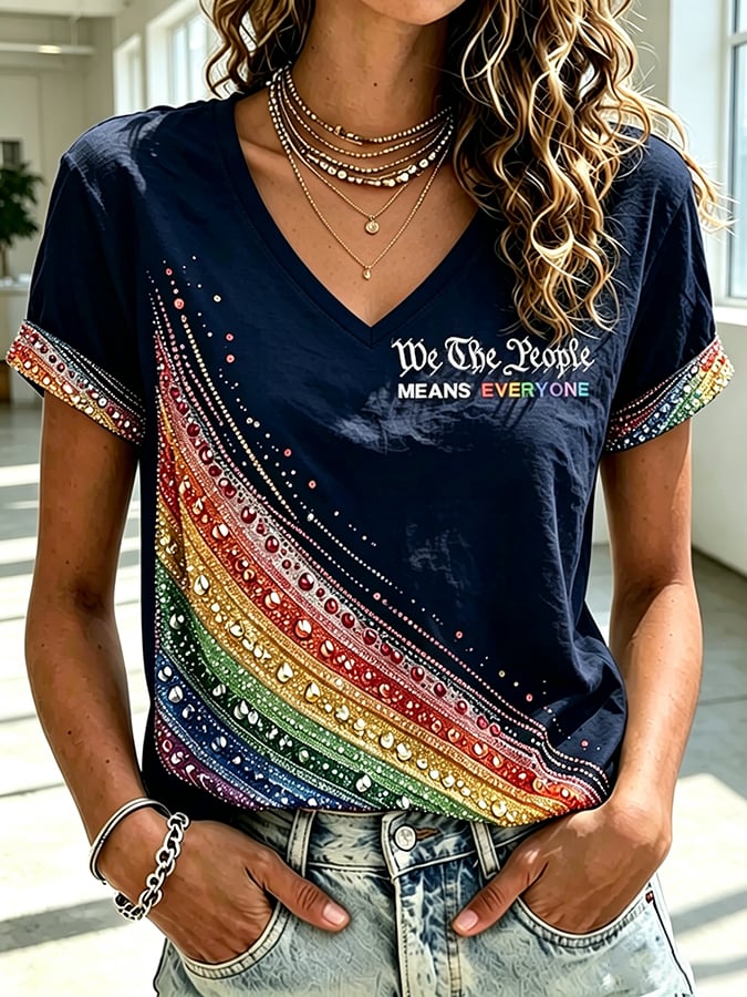 Women's We The People Means Everyone Printing  T-Shirts