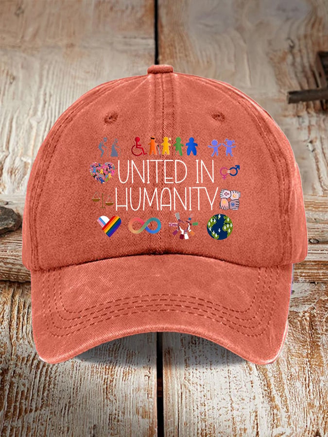 Retro United In Humanity Diversity, Inclusion, Disability, Neurodiversity, Equality, Advocacy Baseball Cap