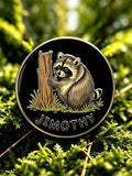 Unisex Raccoon Jimo Xi Print Casual Badge
