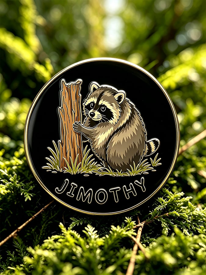 Unisex Raccoon Jimo Xi Print Casual Badge