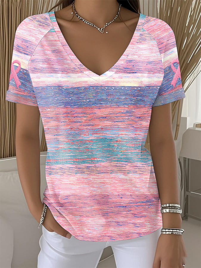 Women's Breast Cancer Awareness Comfort Print Raglan Top