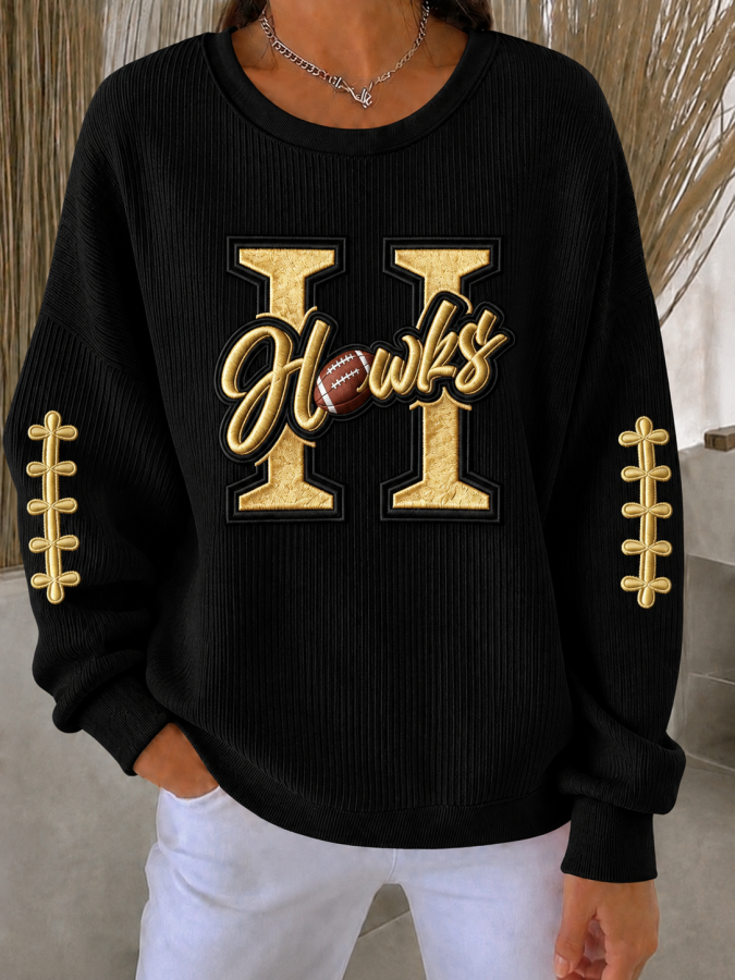 Women'S Football Print Casual Sweatshirt